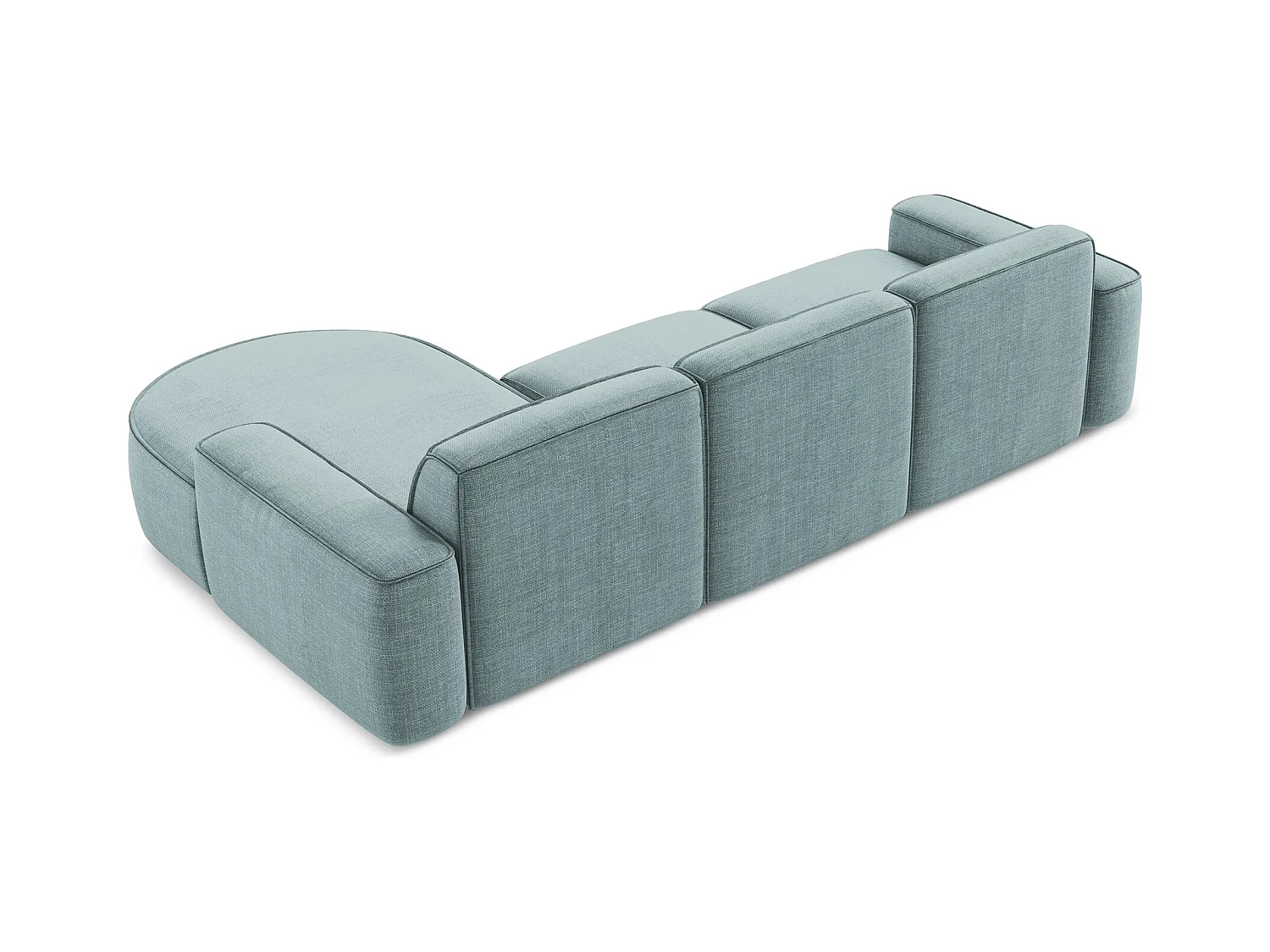 Canapé d'angle 3 places modulaire droit en tissu texturé - jeans - OMAO