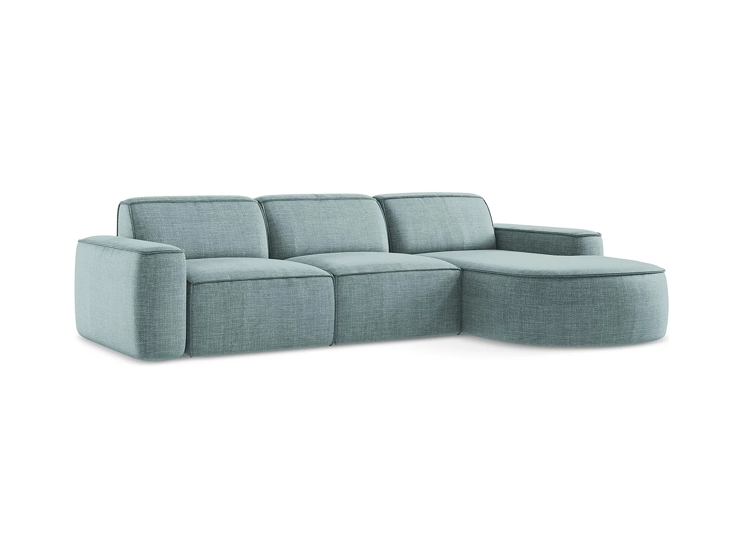 Canapé d'angle 3 places modulaire droit en tissu texturé - jeans - OMAO