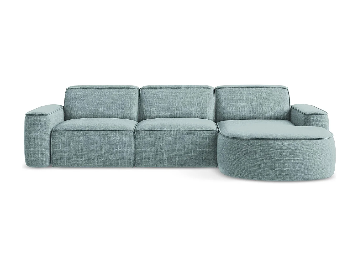 Canapé d'angle 3 places modulaire droit en tissu texturé - jeans - OMAO