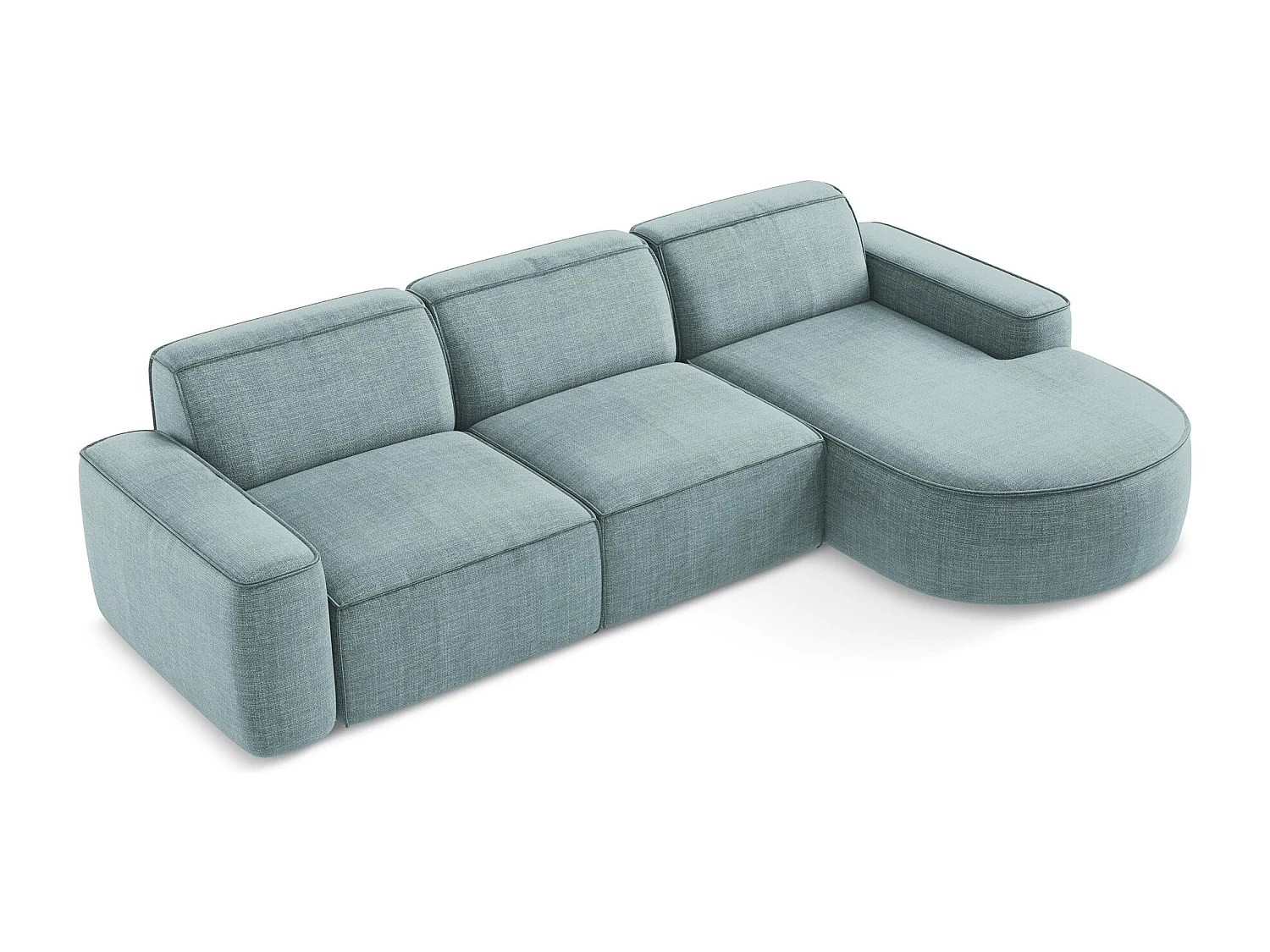 Canapé d'angle 3 places modulaire droit en tissu texturé - jeans - OMAO