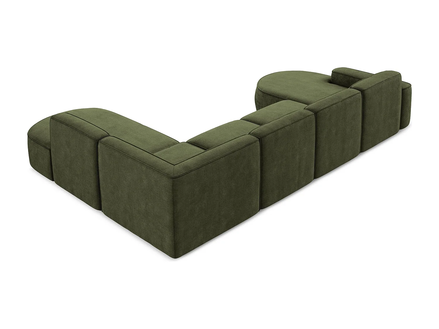 Canapé panoramique 5 places modulaire gauche en tissu chenille - olive - OMAO