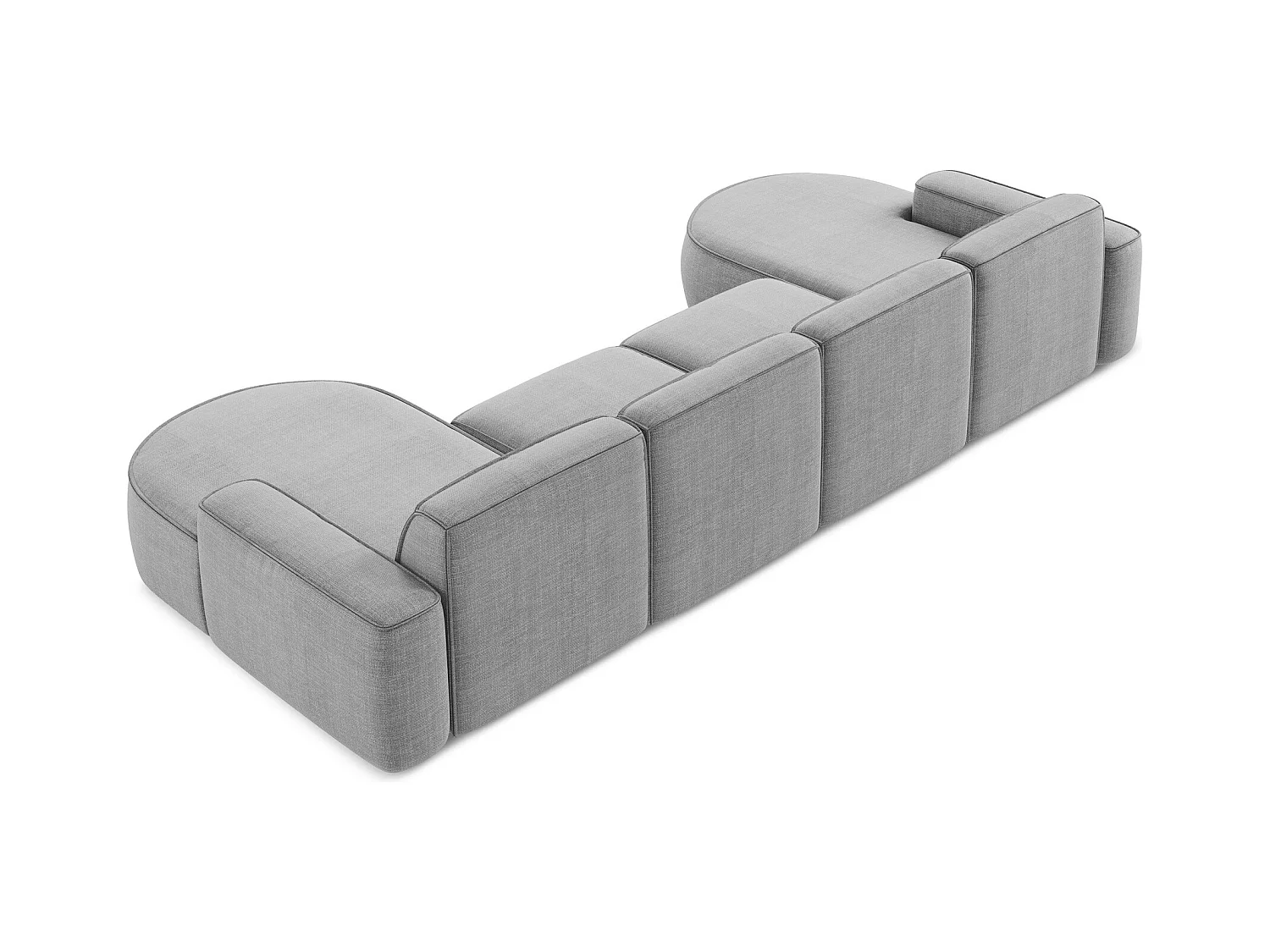 Canapé panoramique 4 places modulaire gauche en tissu texturé - gris clair - OMAO