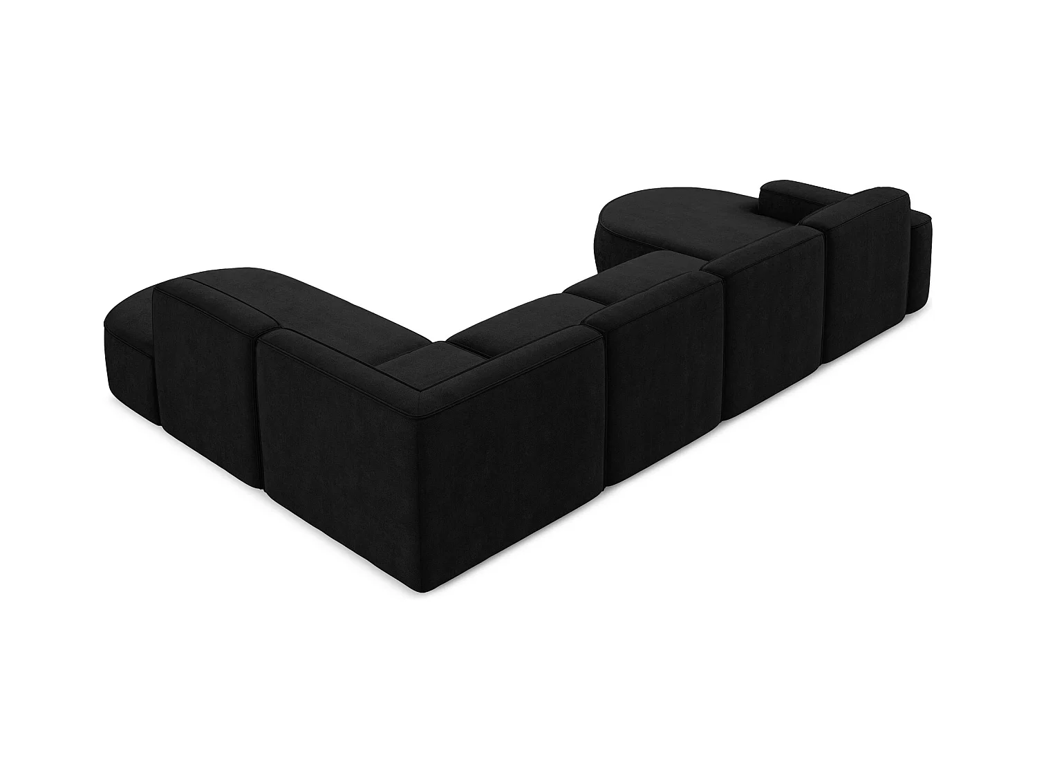 Canapé panoramique 5 places modulaire gauche en tissu chenille - noir - OMAO