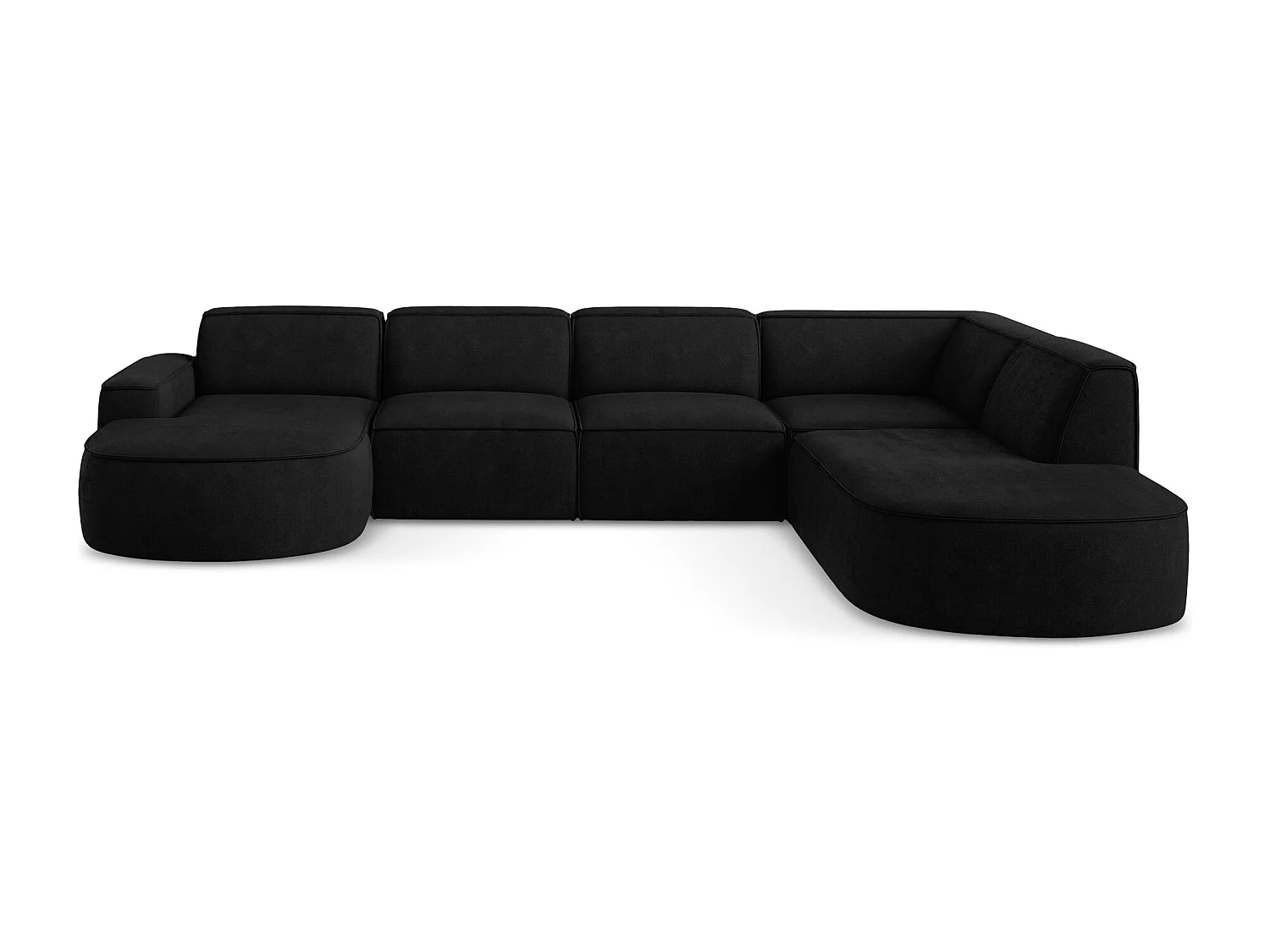 Canapé panoramique 5 places modulaire gauche en tissu chenille - noir - OMAO