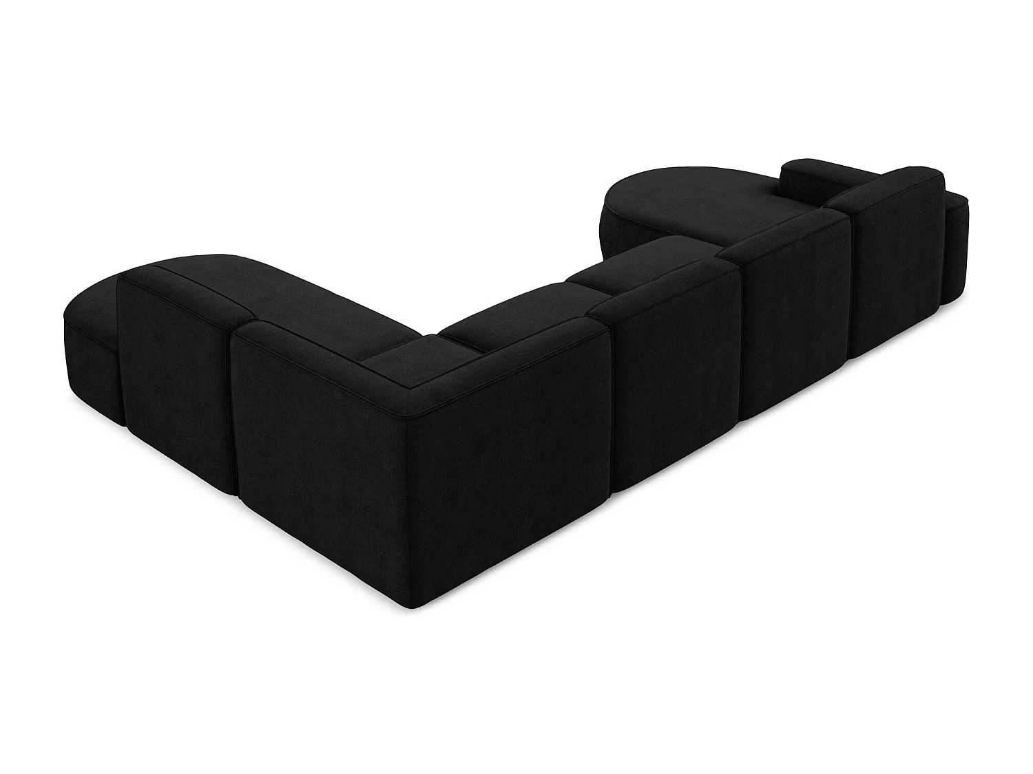 Canapé panoramique 5 places modulaire gauche en tissu chenille - noir - OMAO