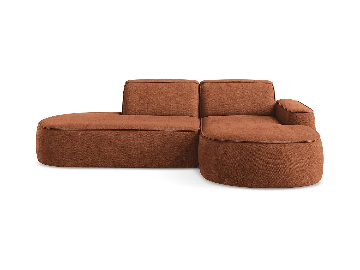 Canapé d'angle 3 places modulaire droit en tissu chenille - terre cuite - OMAO