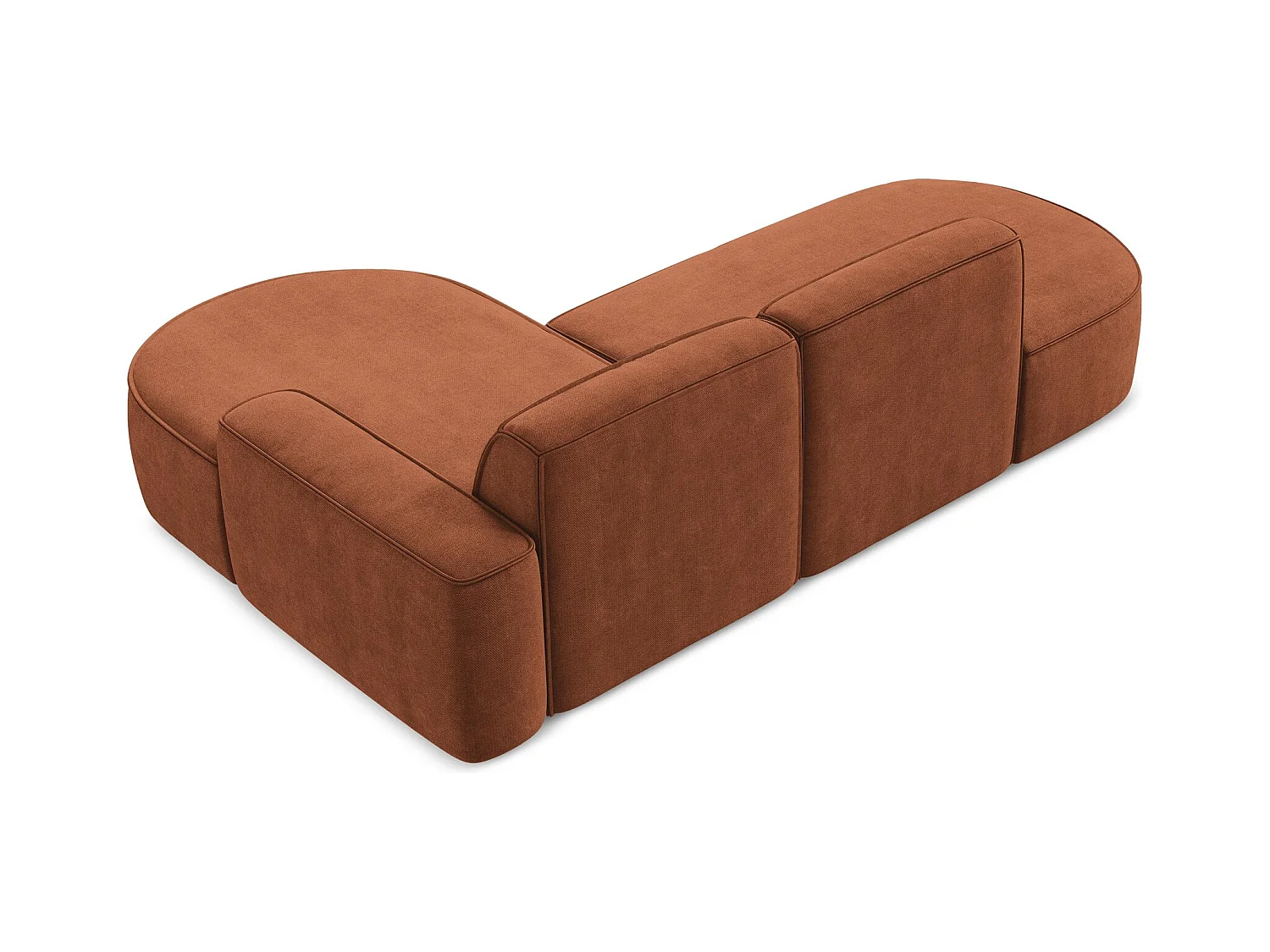 Canapé d'angle 3 places modulaire droit en tissu chenille - terre cuite - OMAO