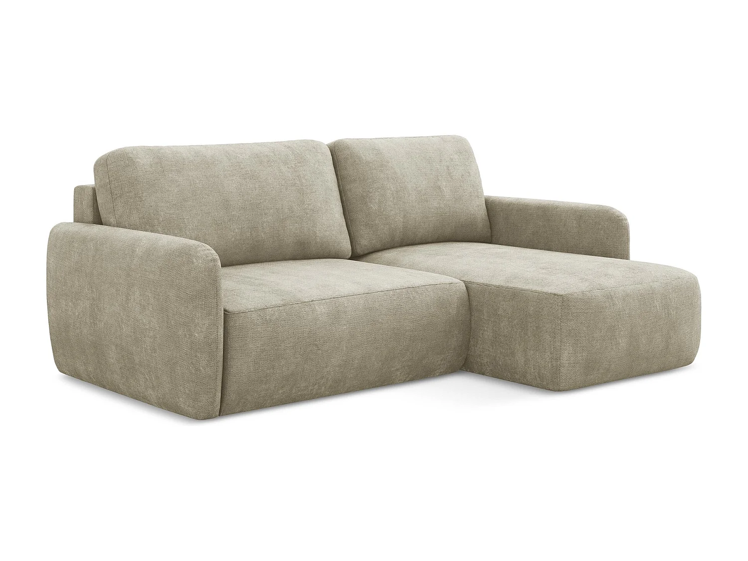 Canapé d'angle droit convertible en tissu chenille - beige - LILO