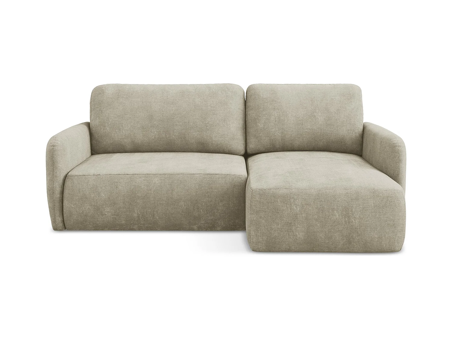 Canapé d'angle droit convertible en tissu chenille - beige - LILO