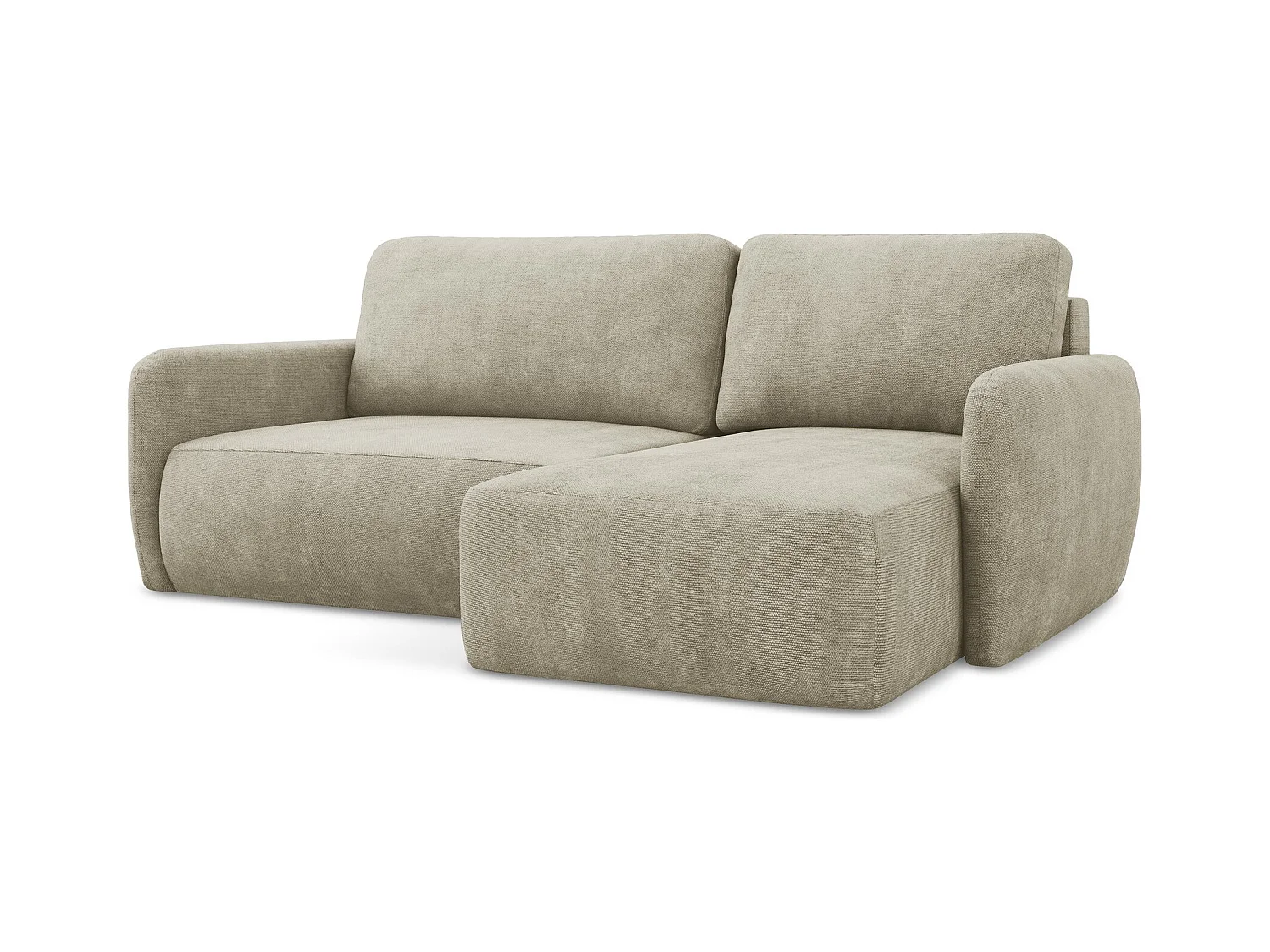 Canapé d'angle droit convertible en tissu chenille - beige - LILO