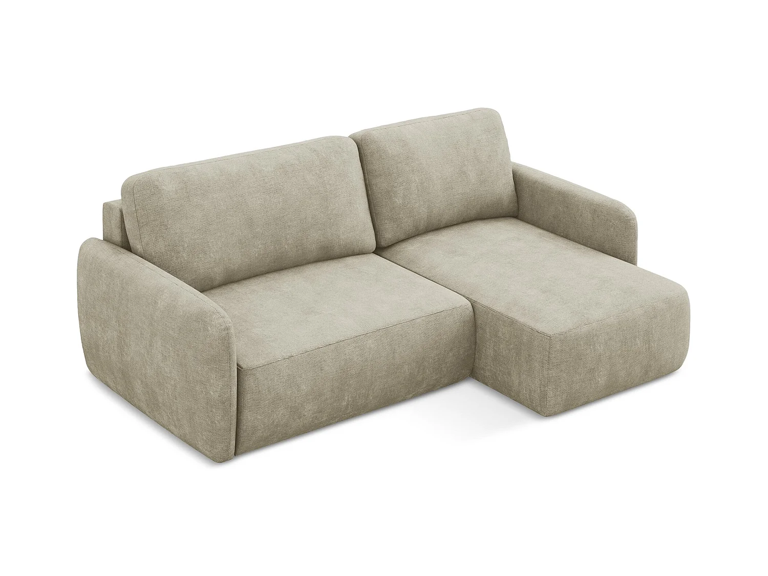 Canapé d'angle droit convertible en tissu chenille - beige - LILO