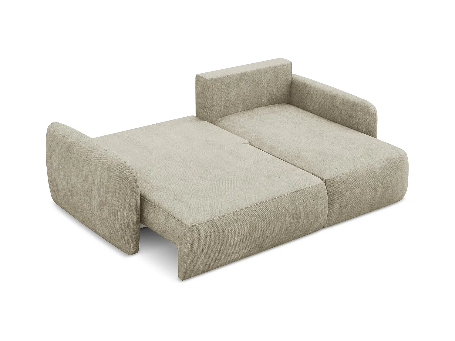 Canapé d'angle droit convertible en tissu chenille - beige - LILO