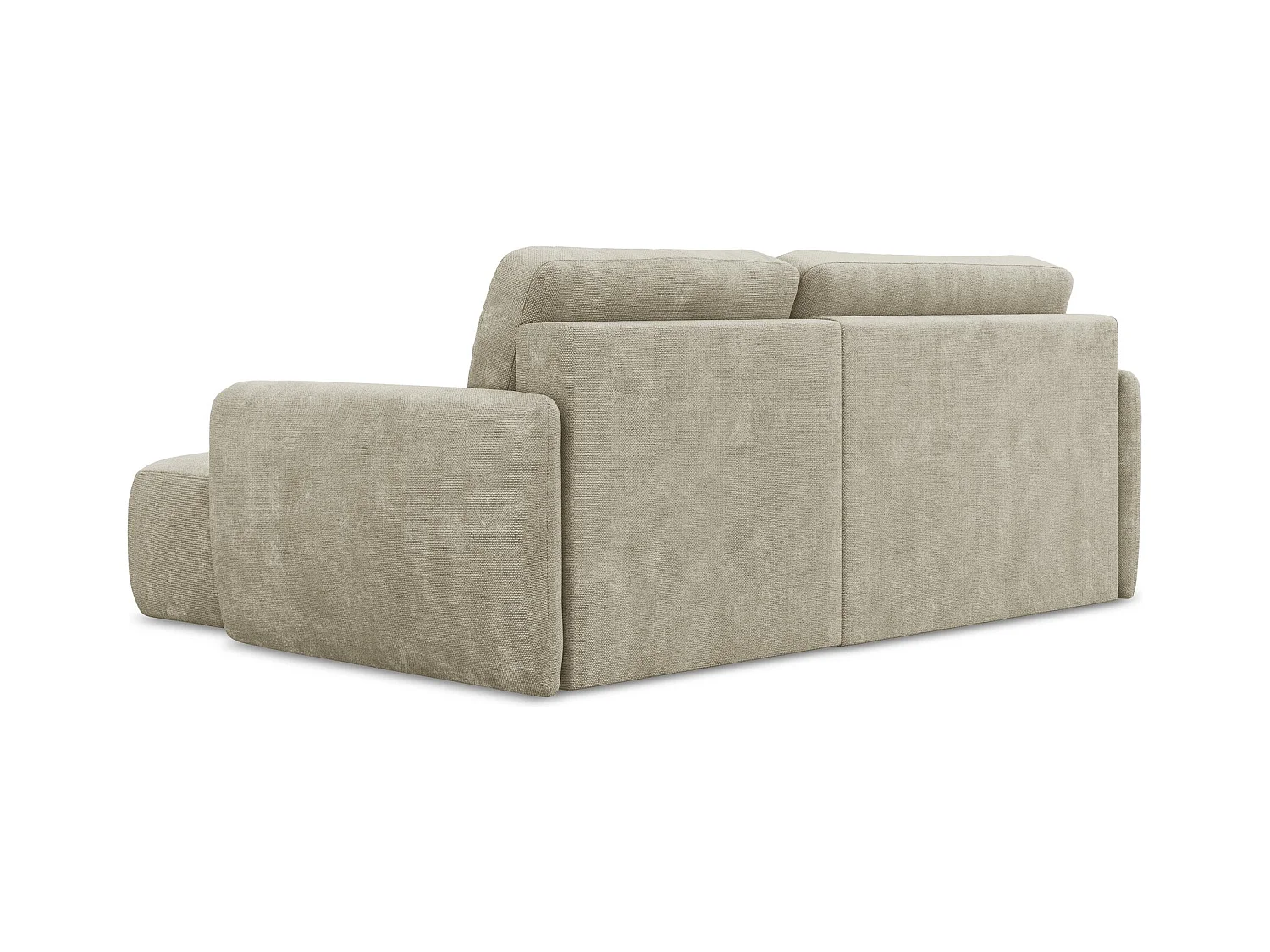 Canapé d'angle droit convertible en tissu chenille - beige - LILO