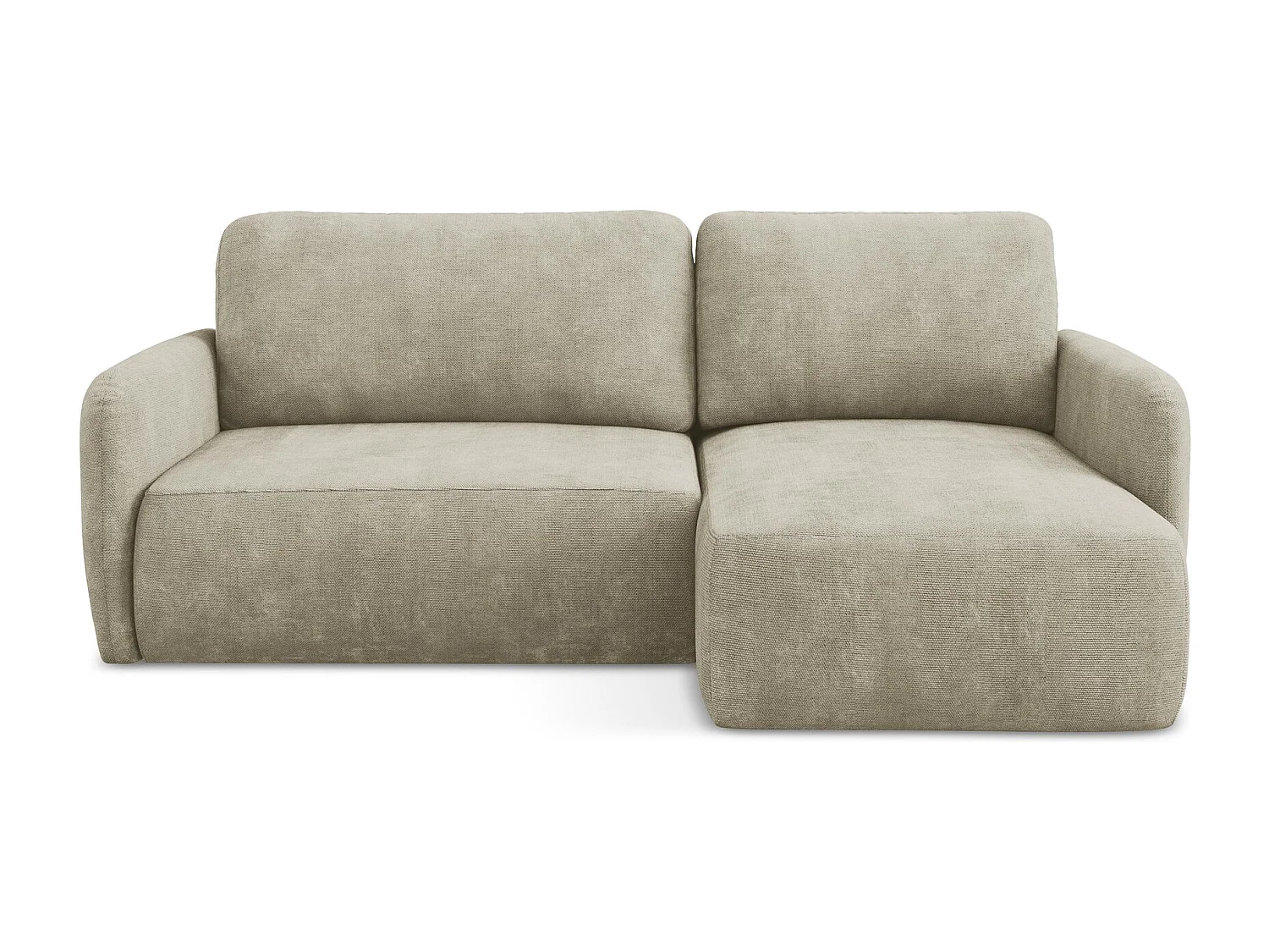 Canapé d'angle droit convertible en tissu chenille - beige - LILO