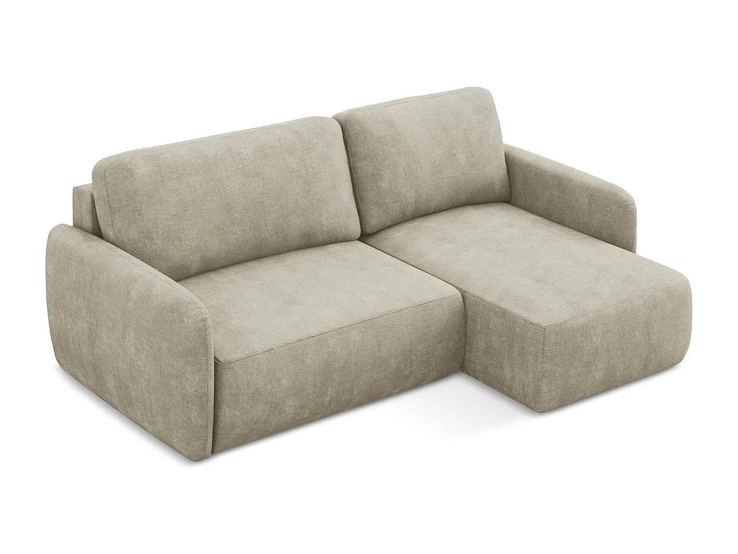 Canapé d'angle droit convertible en tissu chenille - beige - LILO