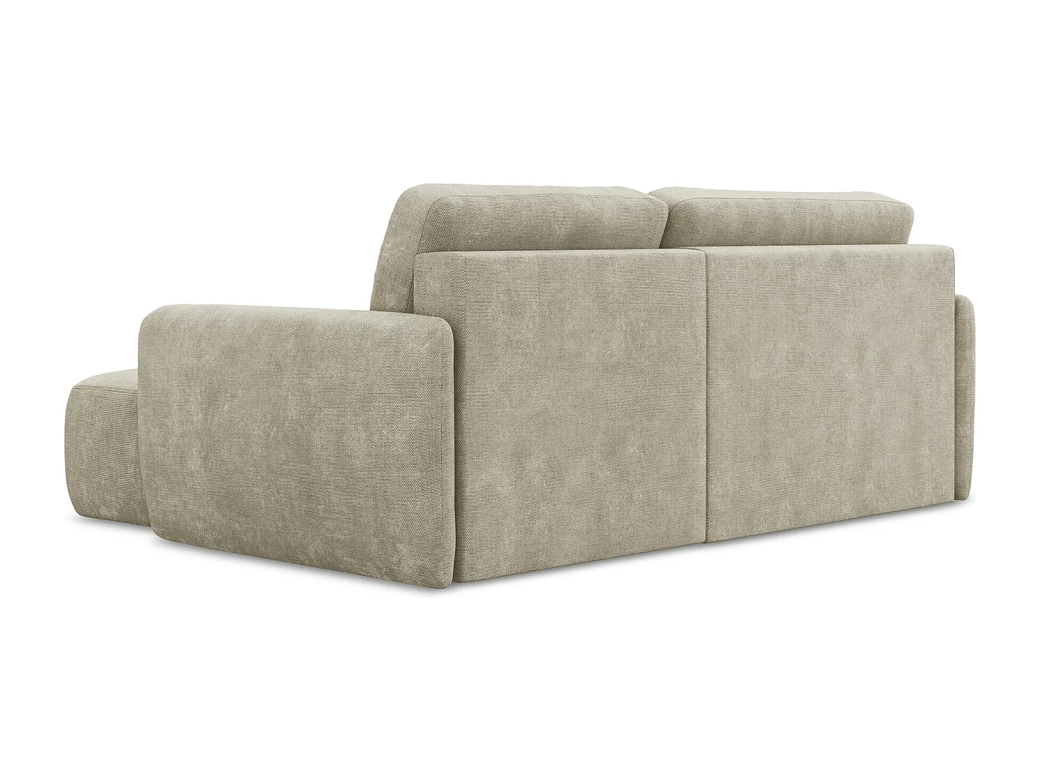 Canapé d'angle droit convertible en tissu chenille - beige - LILO