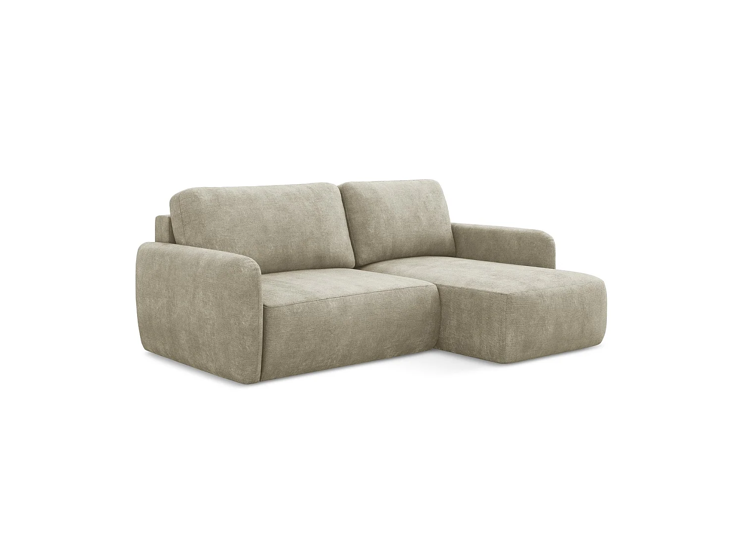 Canapé d'angle droit convertible en tissu chenille - beige - CORLE