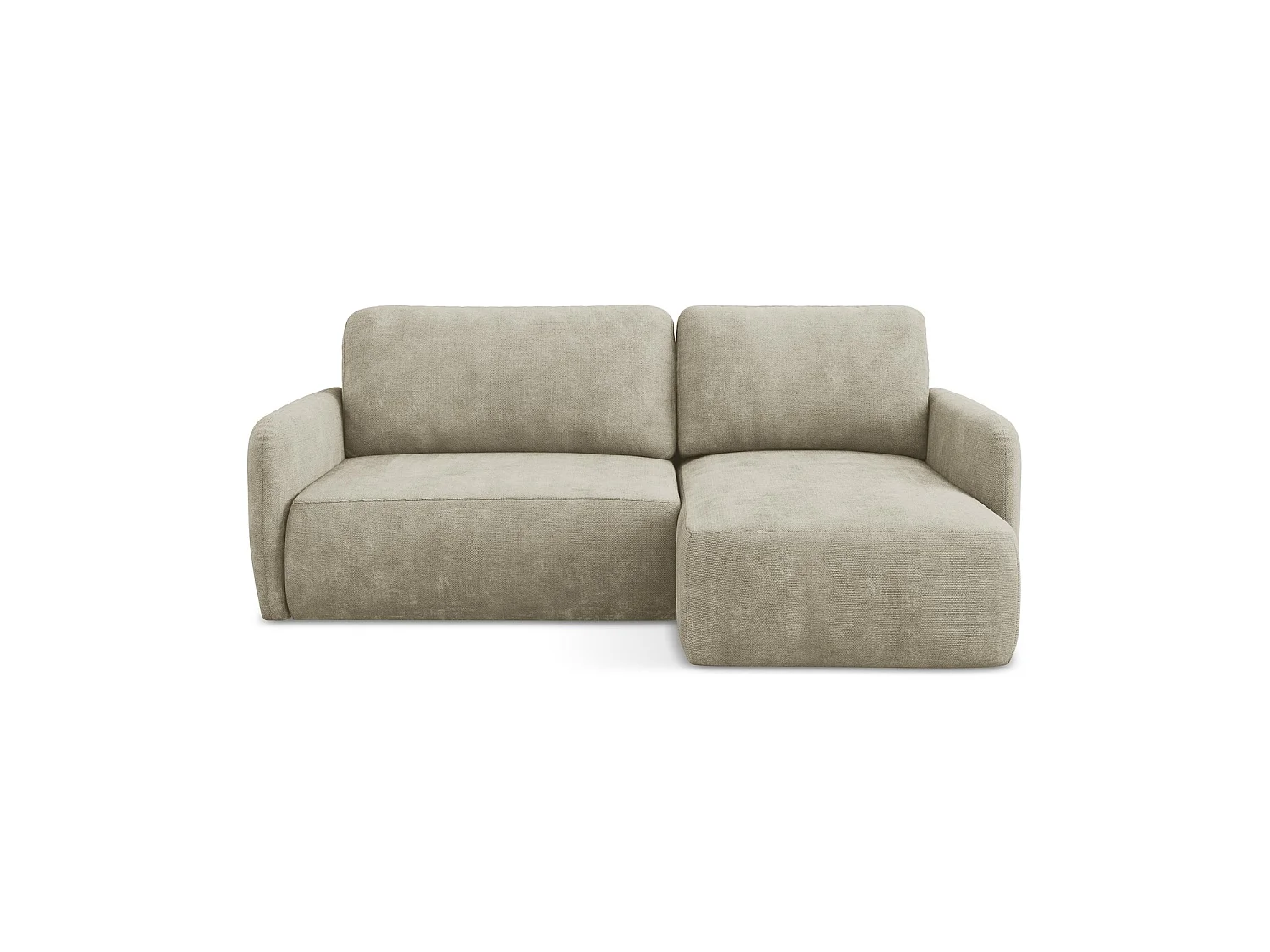 Canapé d'angle droit convertible en tissu chenille - beige - CORLE