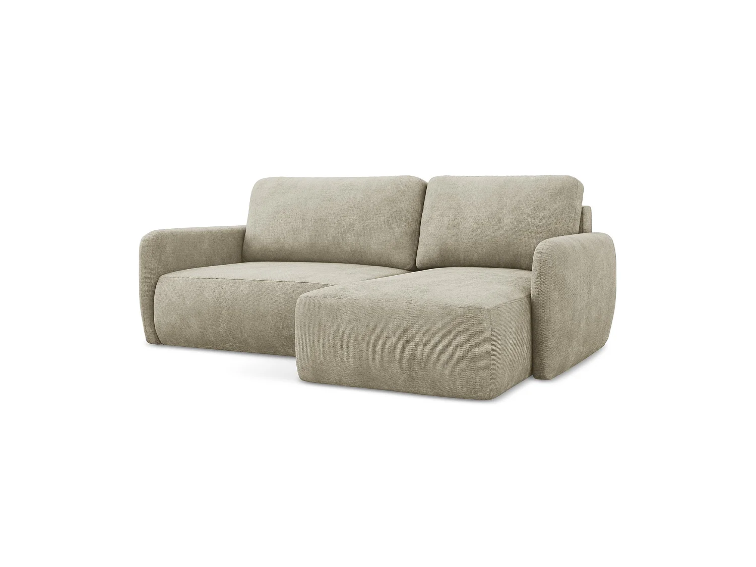Canapé d'angle droit convertible en tissu chenille - beige - CORLE