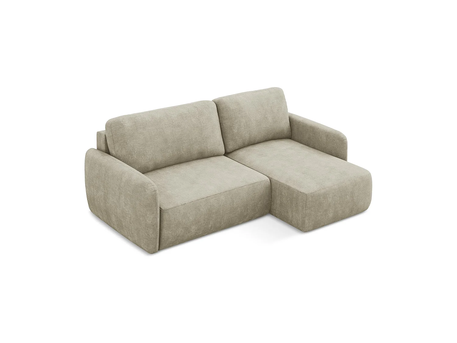Canapé d'angle droit convertible en tissu chenille - beige - CORLE