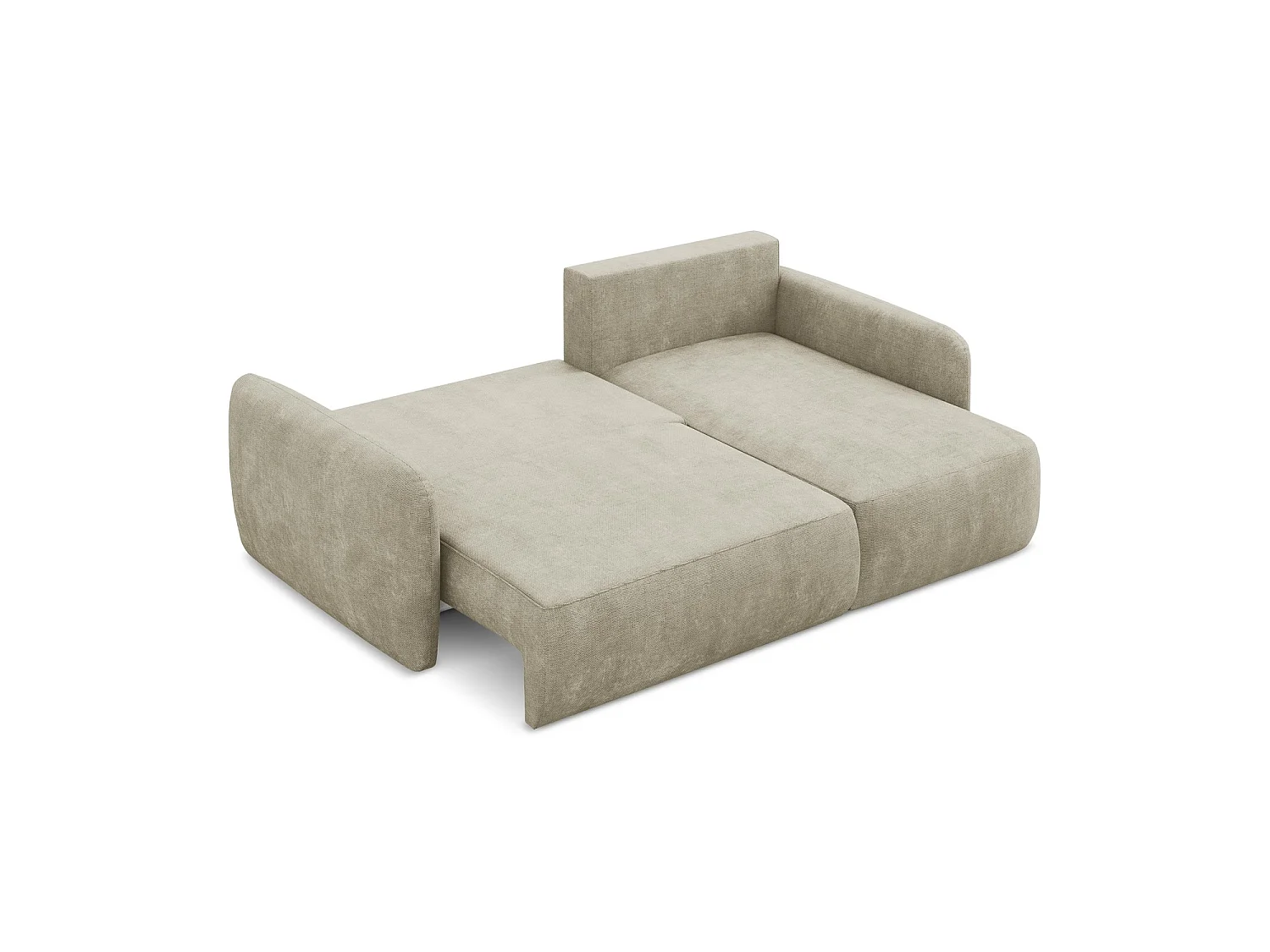 Canapé d'angle droit convertible en tissu chenille - beige - CORLE