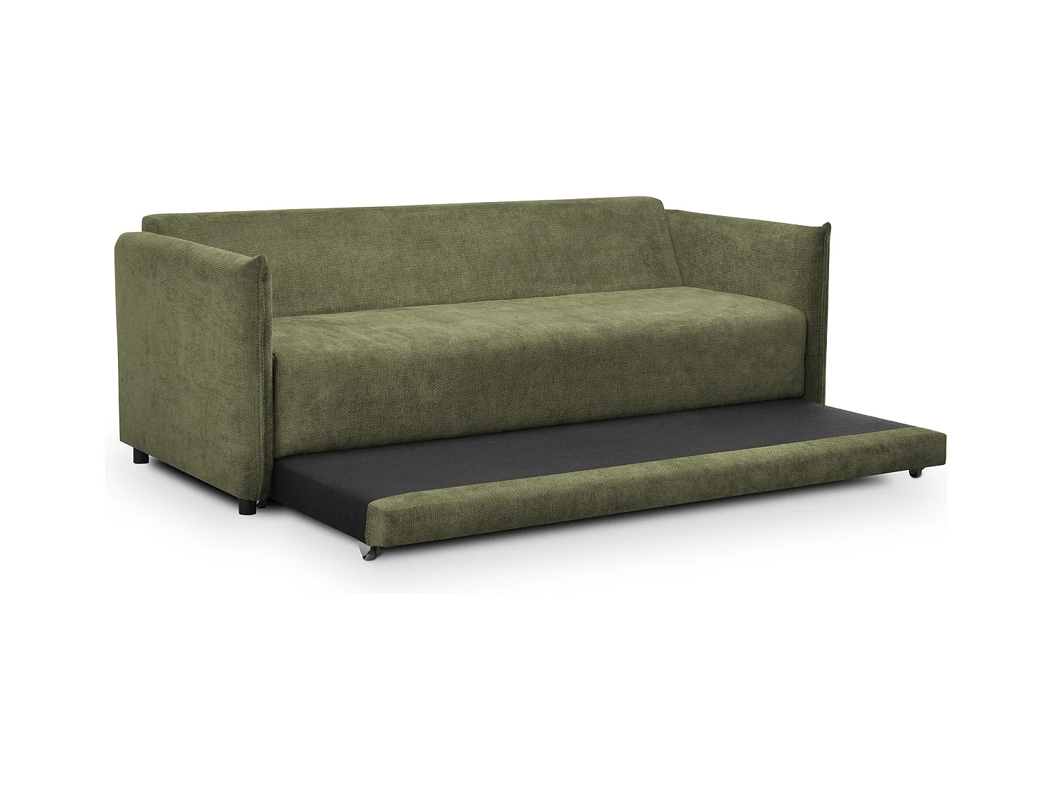 Canapé 3 places convertible en tissu chenille - vert - PIKO