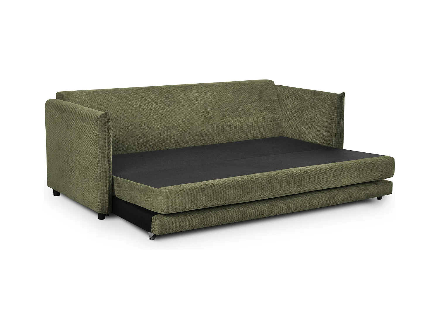 Canapé 3 places convertible en tissu chenille - vert - PIKO