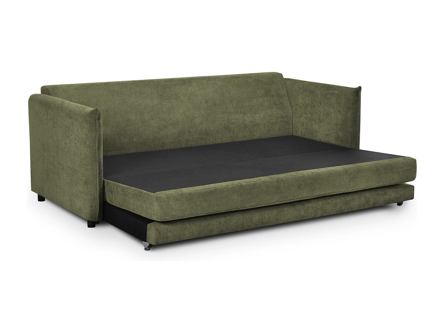 Canapé 3 places convertible en tissu chenille - vert - PIKO
