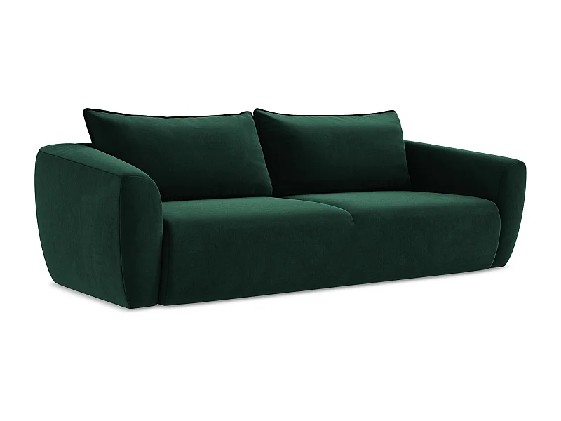3-Sitzer Sofa mit Schlaffunktion - Samt - Flaschengrün - GUAVA