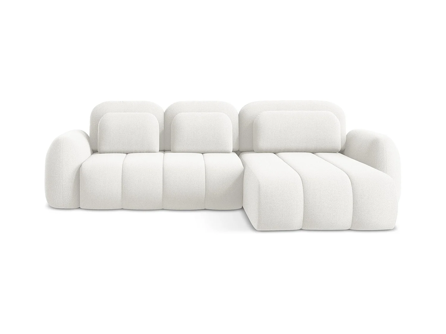 Canapé d'angle droit convertible en tissu bouclette - blanc - PELE