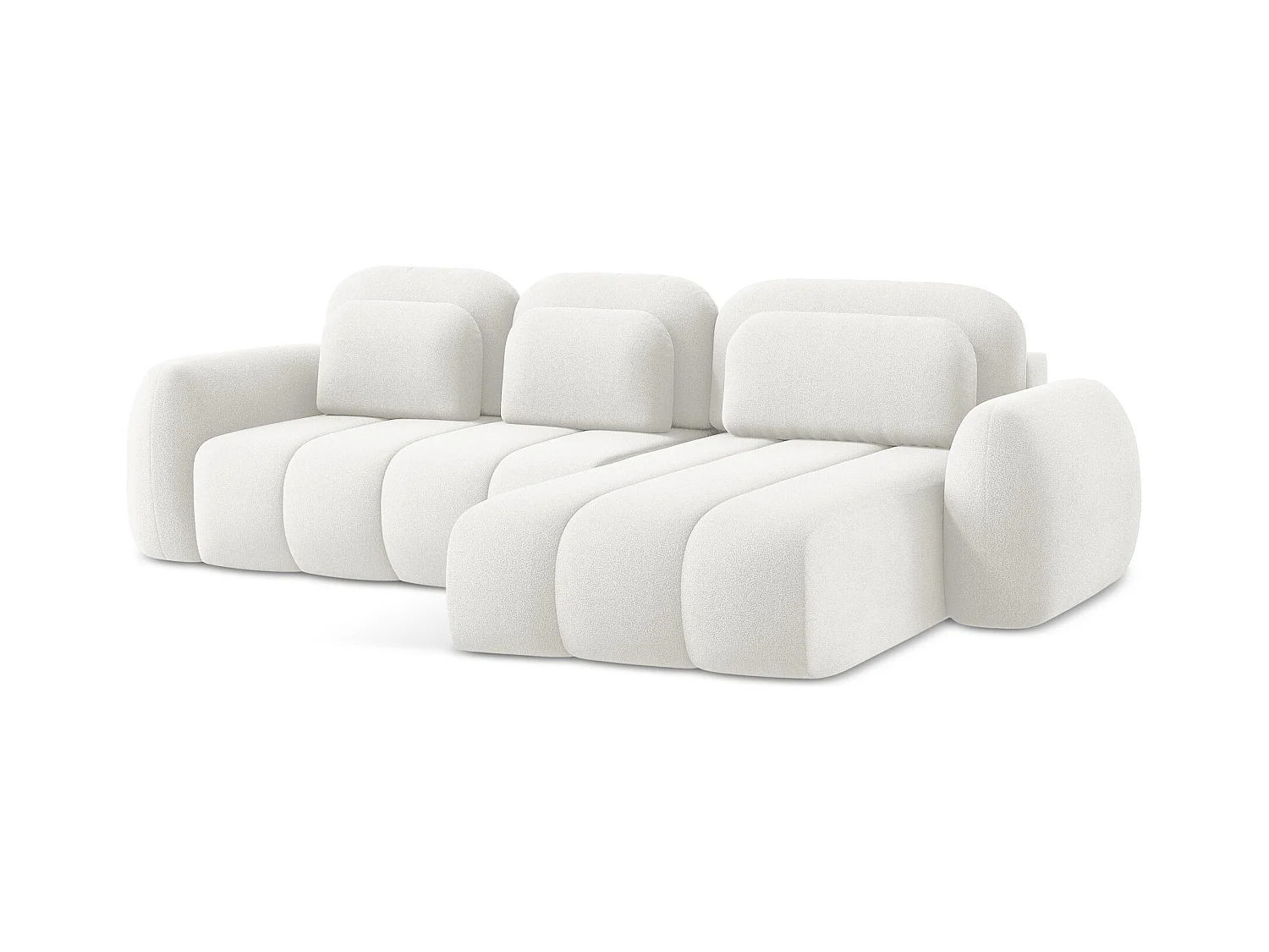 Canapé d'angle droit convertible en tissu bouclette - blanc - PELE