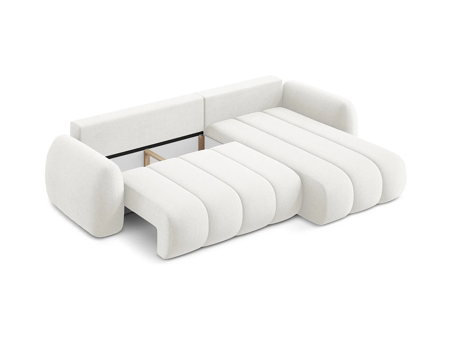 Canapé d'angle droit convertible en tissu bouclette - blanc - PELE