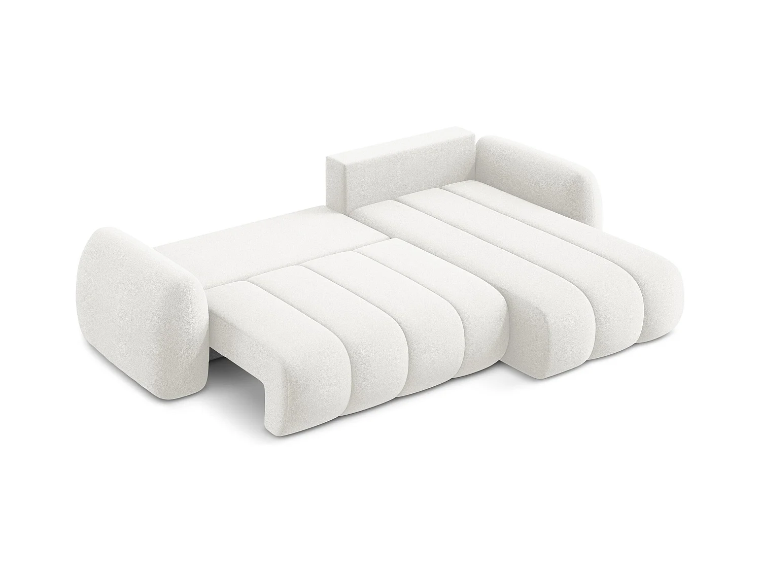 Canapé d'angle droit convertible en tissu bouclette - blanc - PELE