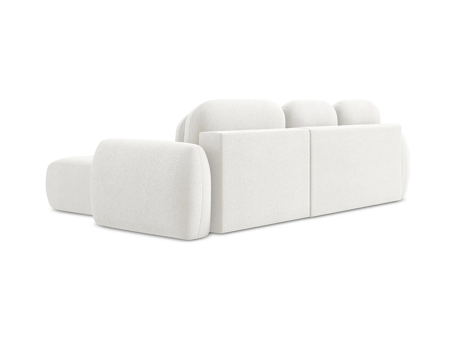 Canapé d'angle droit convertible en tissu bouclette - blanc - PELE