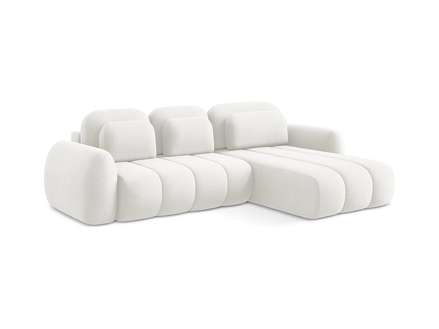 Ecksofa mit Schlaffunktion - Ecke Rechts - Bouclé - Weiß - PELE