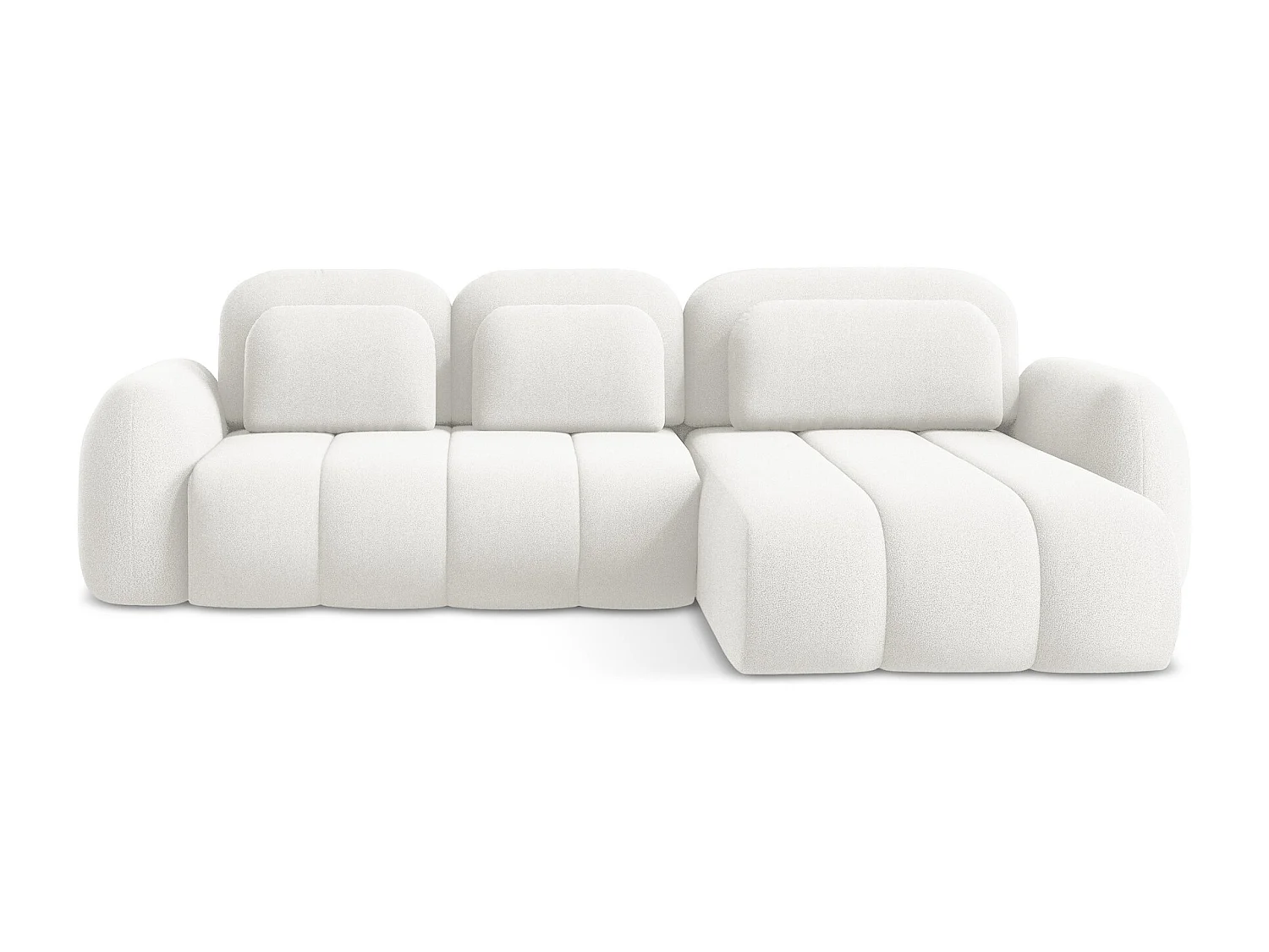 Canapé d'angle droit convertible en tissu bouclette - blanc - PELE