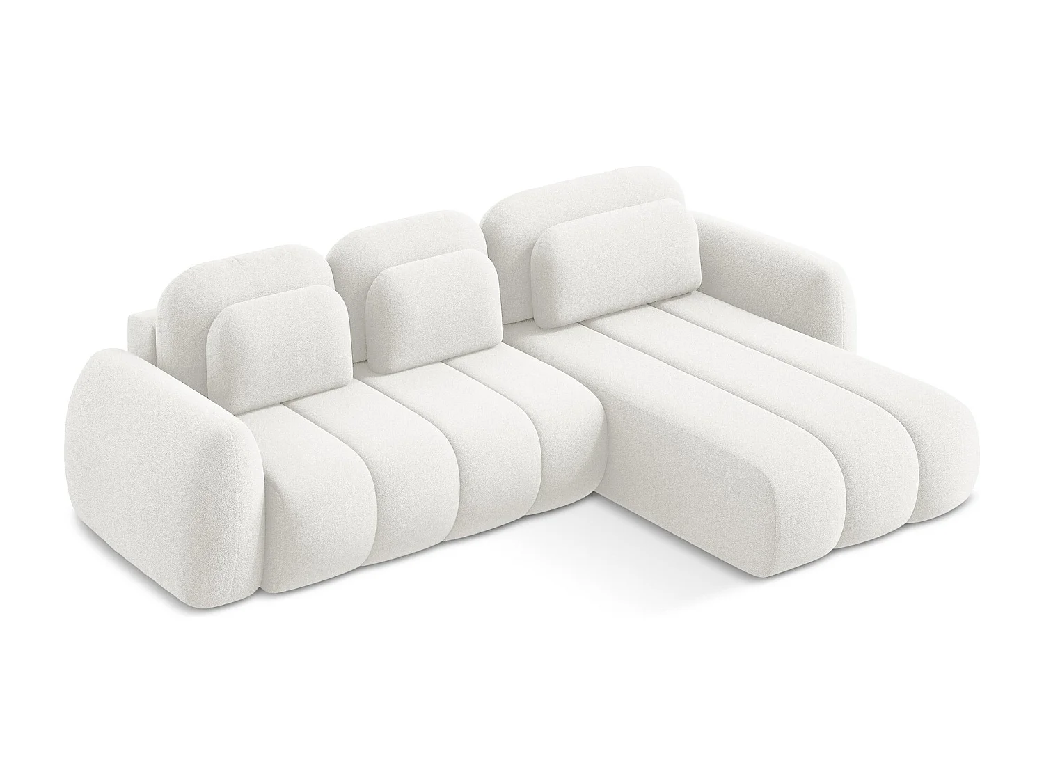 Canapé d'angle droit convertible en tissu bouclette - blanc - PELE