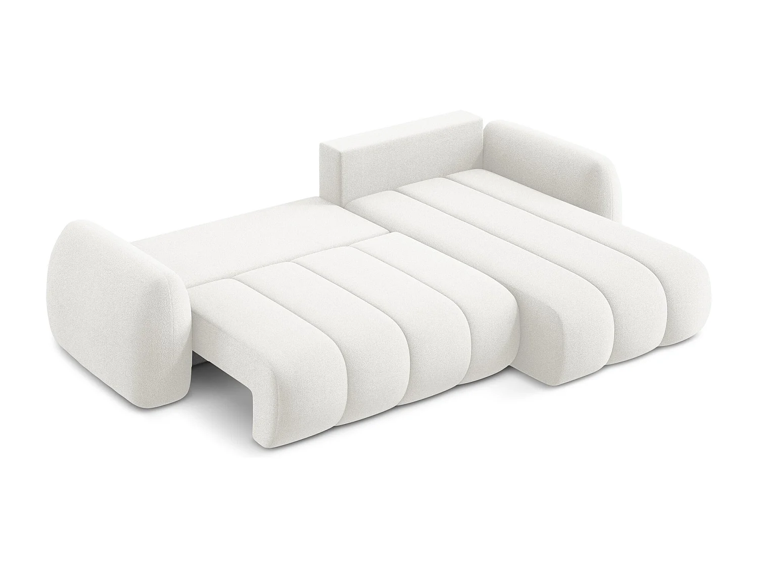 Canapé d'angle droit convertible en tissu bouclette - blanc - PELE