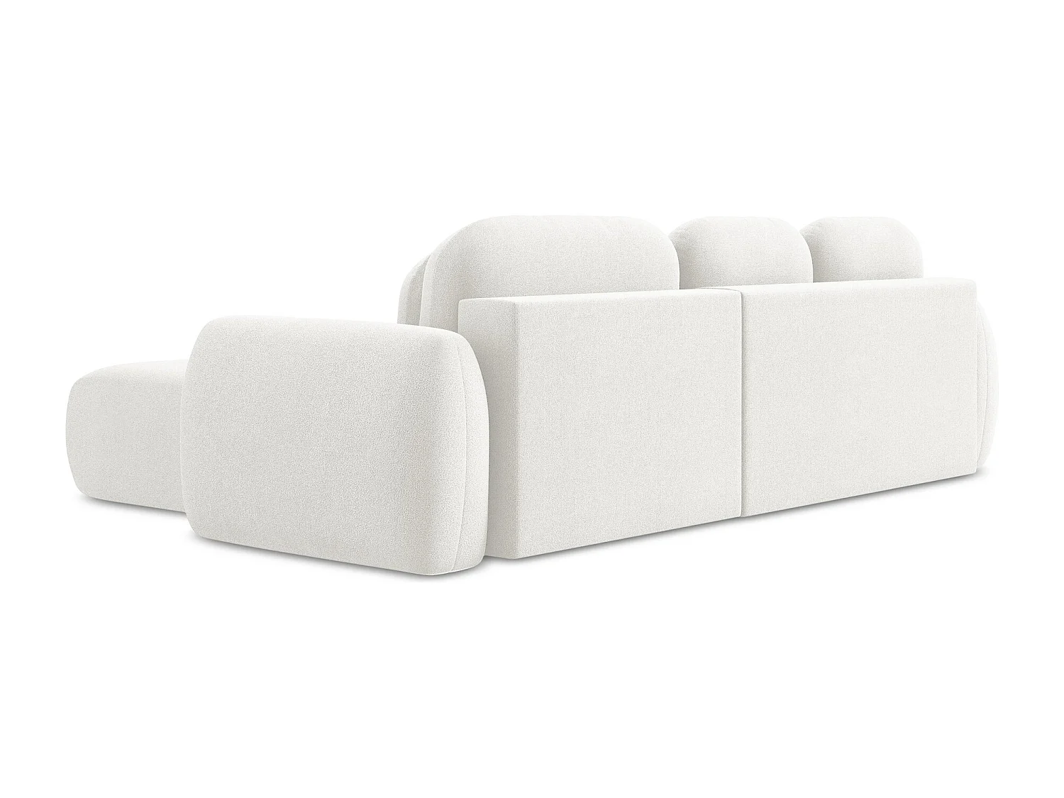 Canapé d'angle droit convertible en tissu bouclette - blanc - PELE