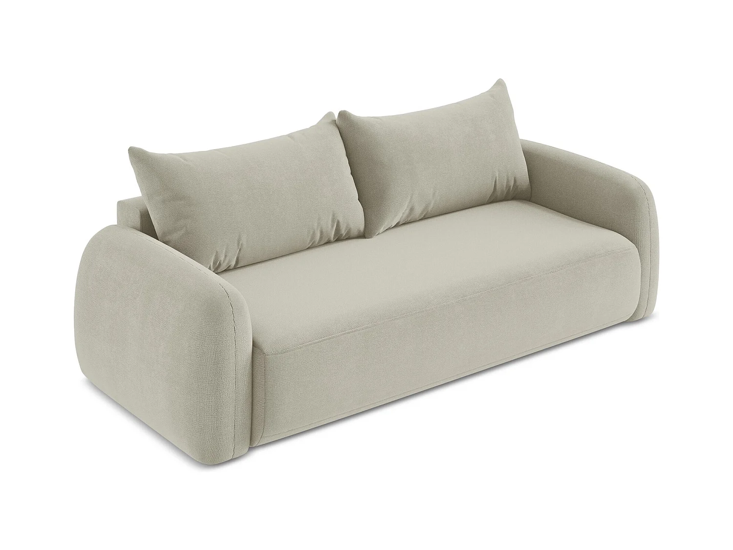 Canapé 3 places convertible en tissu texturé - beige clair - HALE