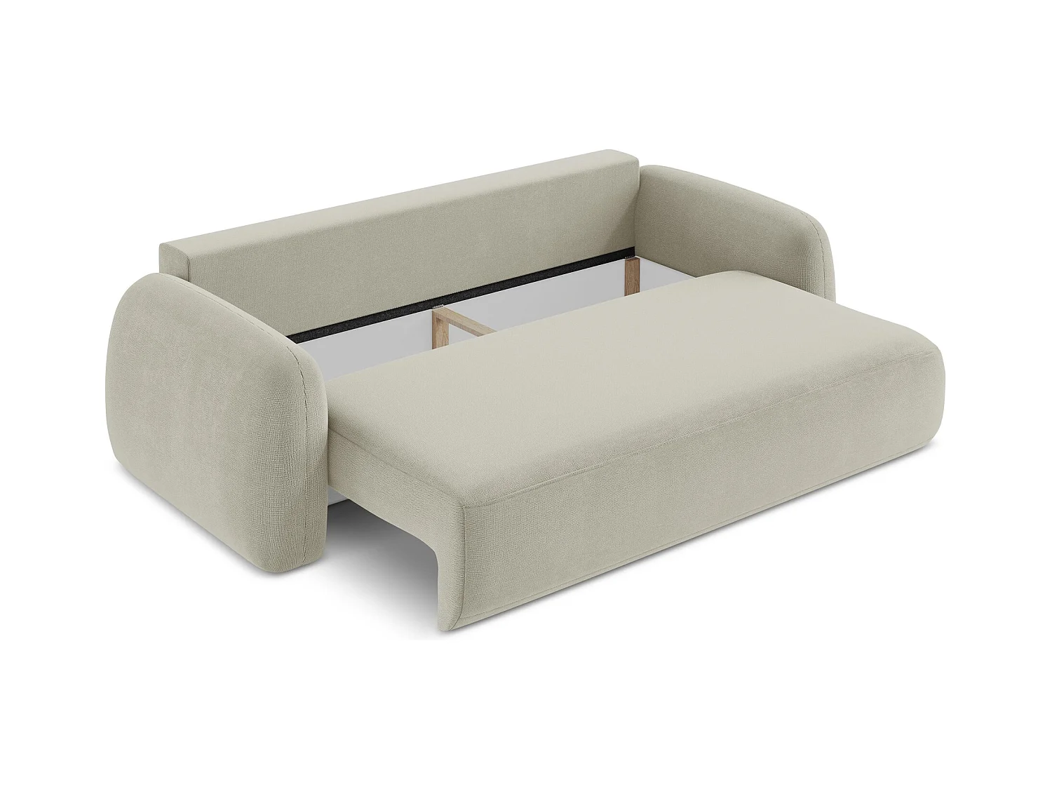 Canapé 3 places convertible en tissu texturé - beige clair - HALE