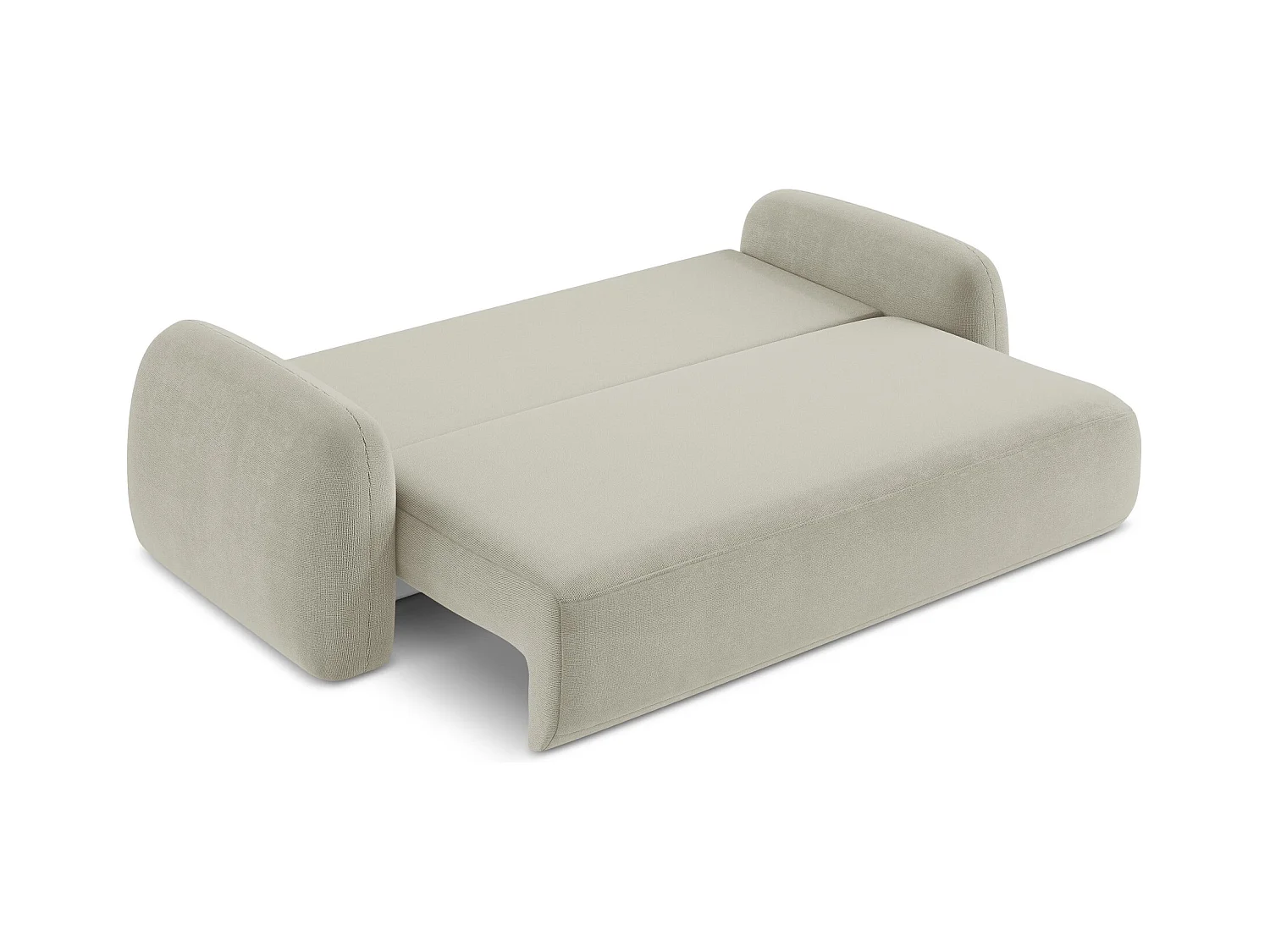 Canapé 3 places convertible en tissu texturé - beige clair - HALE