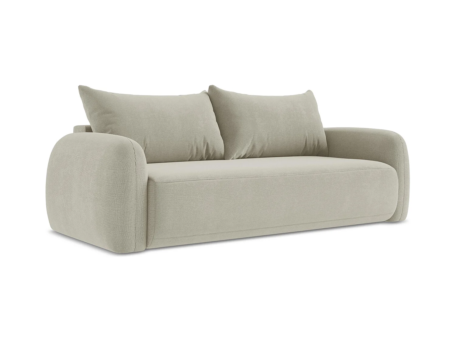Canapé 3 places convertible en tissu texturé - beige clair - HALE
