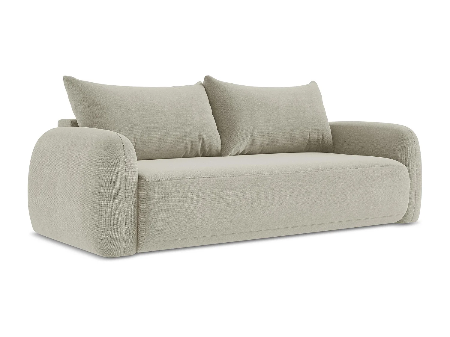 Canapé 3 places convertible en tissu texturé - beige clair - HALE