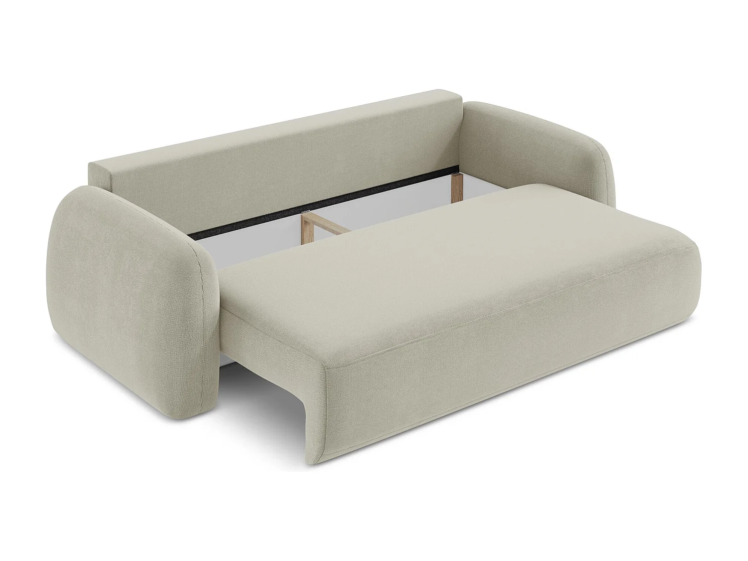 Canapé 3 places convertible en tissu texturé - beige clair - HALE