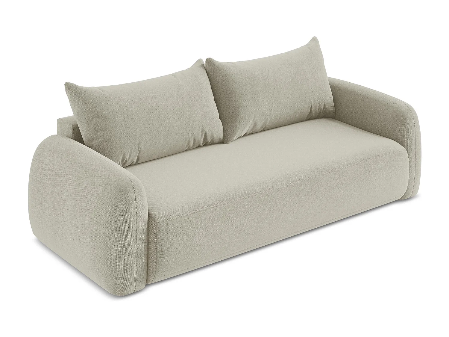 Canapé 3 places convertible en tissu texturé - beige clair - HALE