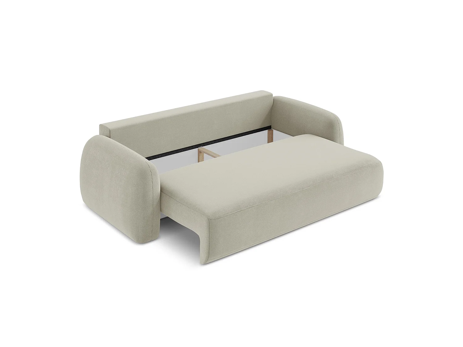Canapé 3 places convertible en tissu texturé - beige clair - AMALFI