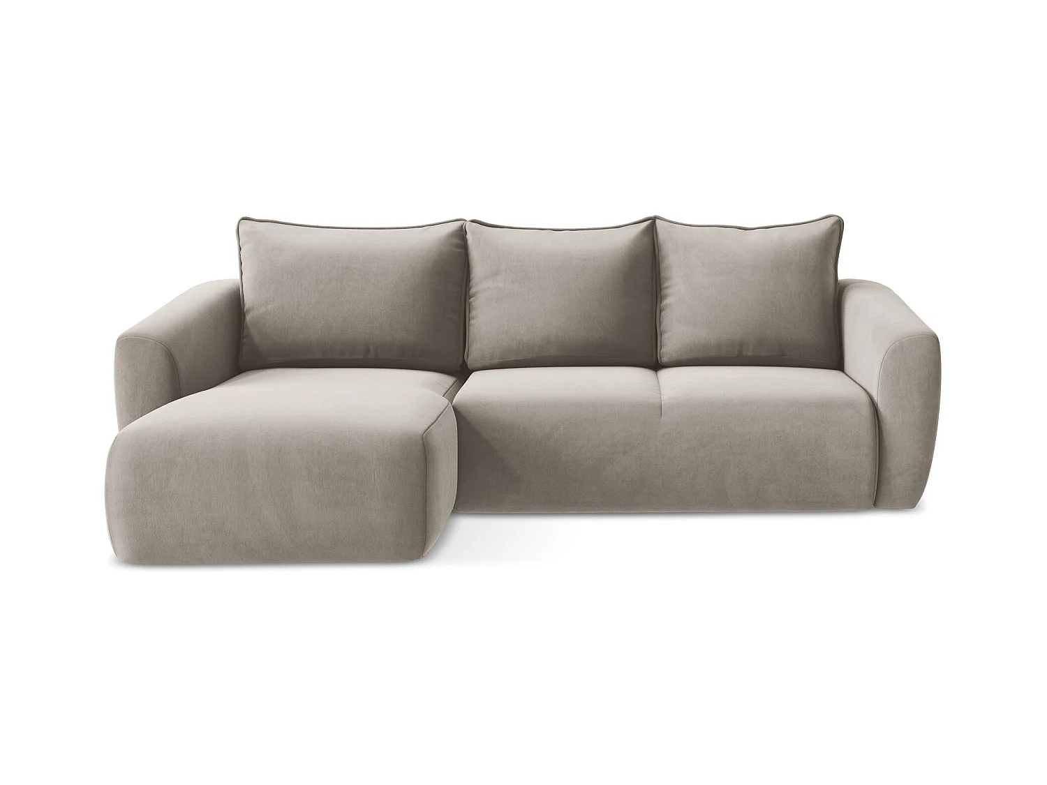 Canapé d’angle 3 places gauche convertible en velours - taupe - GUAVA