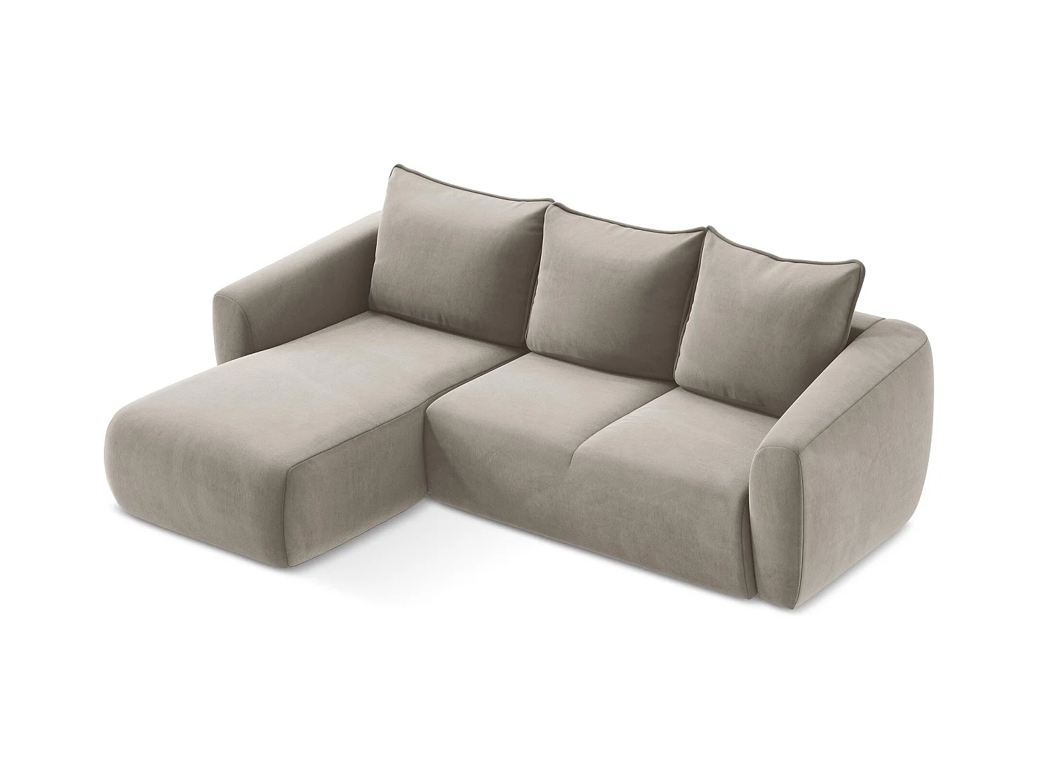 Canapé d’angle 3 places gauche convertible en velours - taupe - GUAVA