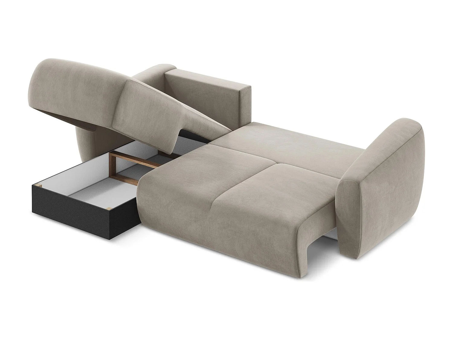 Canapé d’angle 3 places gauche convertible en velours - taupe - GUAVA